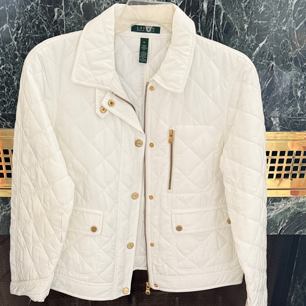Ralph Lauren Women's Cream Quilted Puffer Jacket